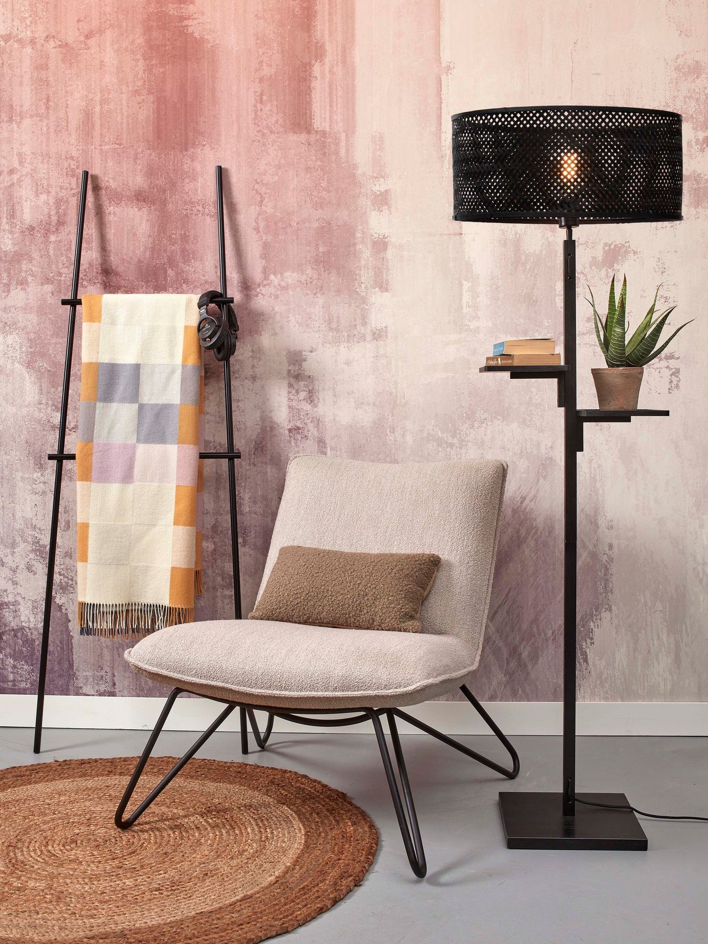 GOOD&MOJO Floor lamp Java 4-legs nat/50x22, bl/nat.