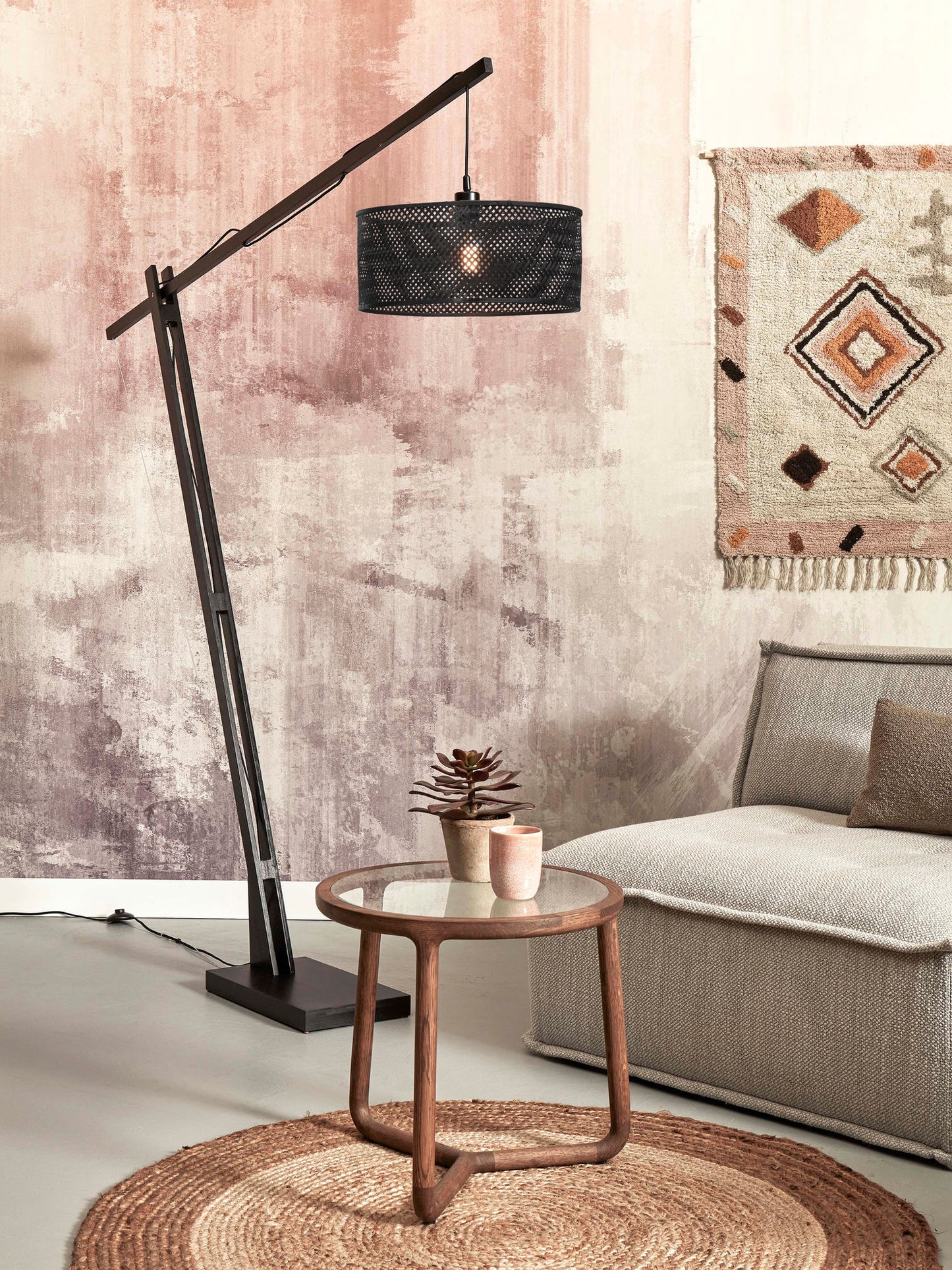 GOOD&MOJO Floor lamp Java 5-legs nat/50x22, bl/nat.