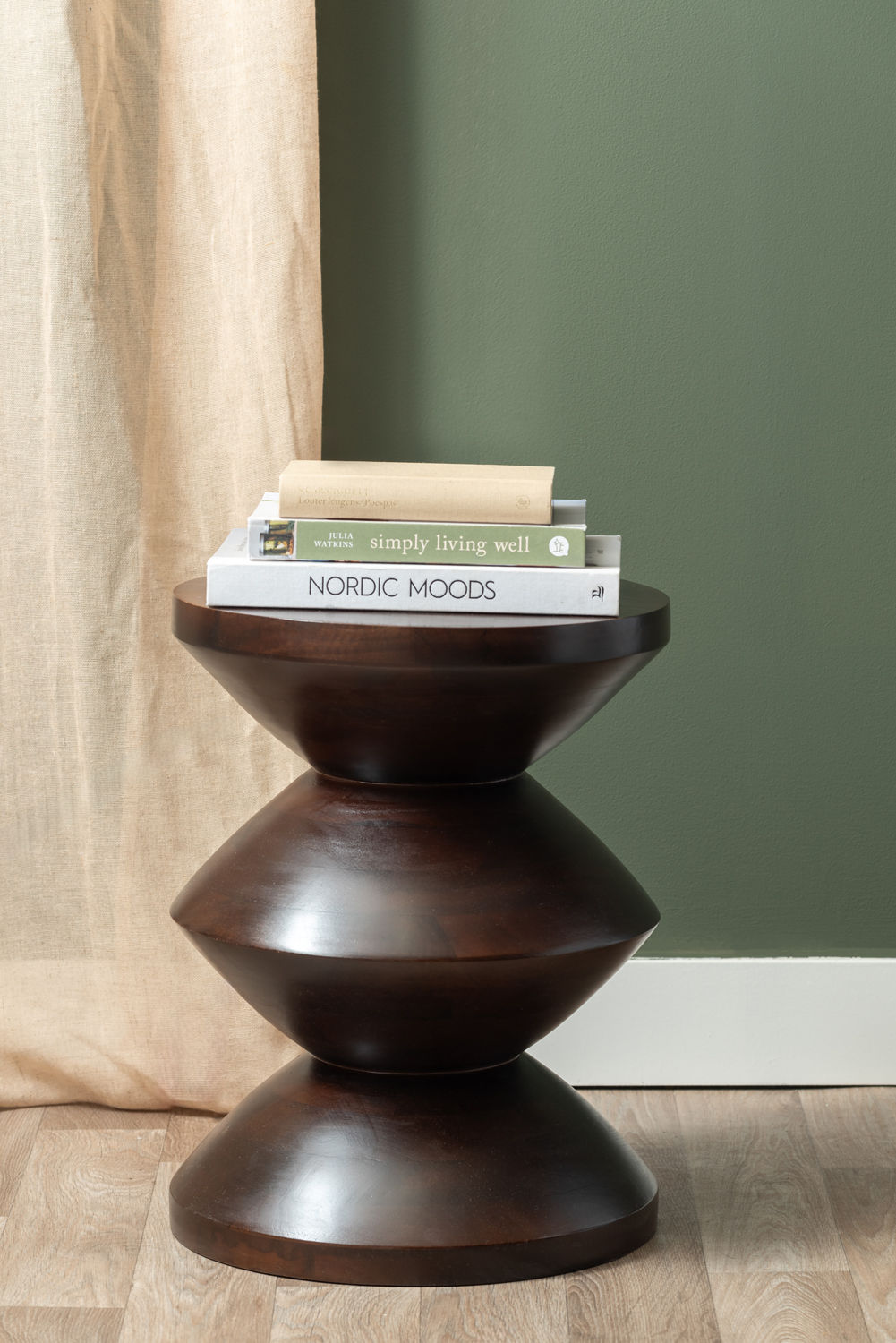 Leitmotiv Side table Totem mango wood walnut lacquered