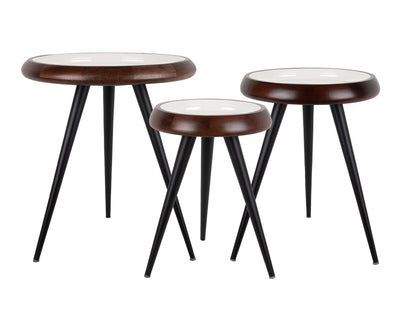 Leitmotiv Table set Tripod warm walnut lacquer, ivory enamel