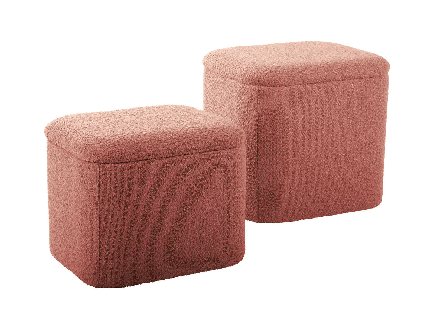 Leitmotiv Pouf set Ada storage bouclé faded pink, set of 2pcs