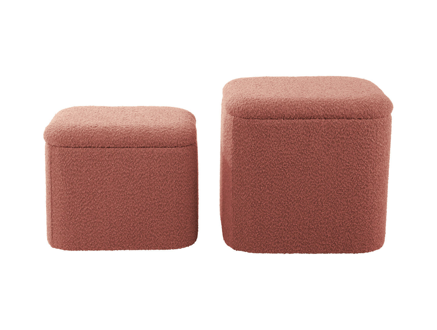 Leitmotiv Pouf set Ada storage bouclé faded pink, set of 2pcs