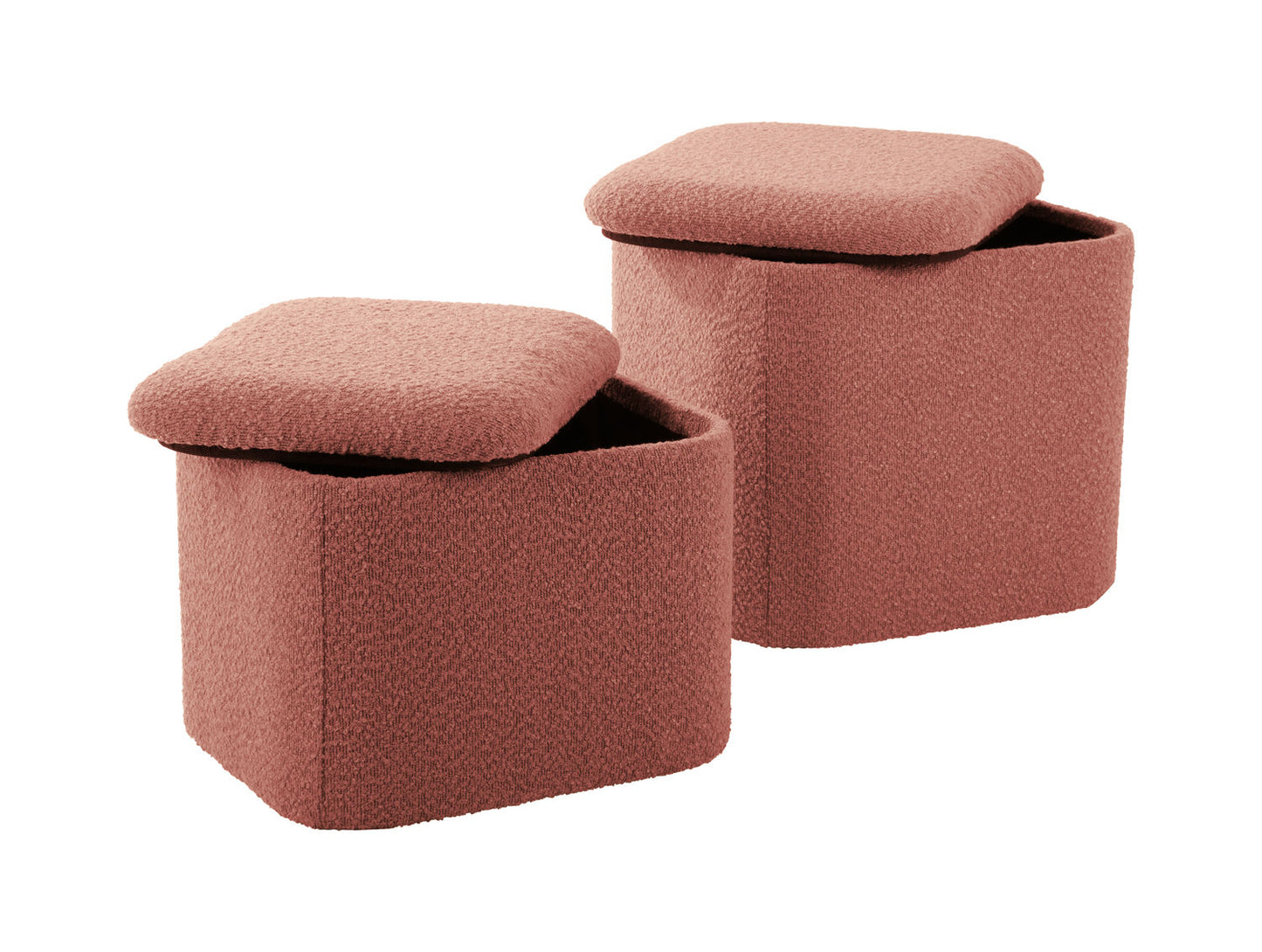 Leitmotiv Pouf set Ada storage bouclé faded pink, set of 2pcs