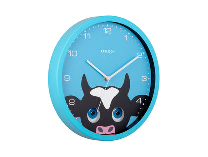 Karlsson Wall clock Peekaboo Cow blue