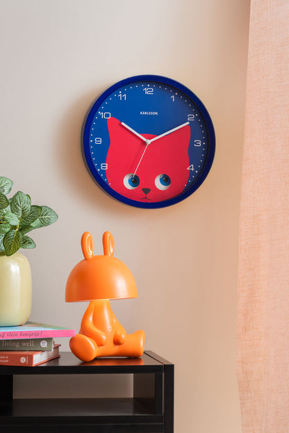 Karlsson Wall clock Peekaboo Cat dark blue