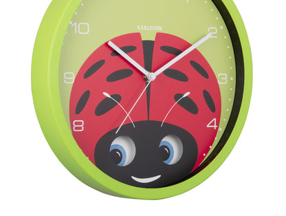 Karlsson Wall clock Peekaboo Ladybug green