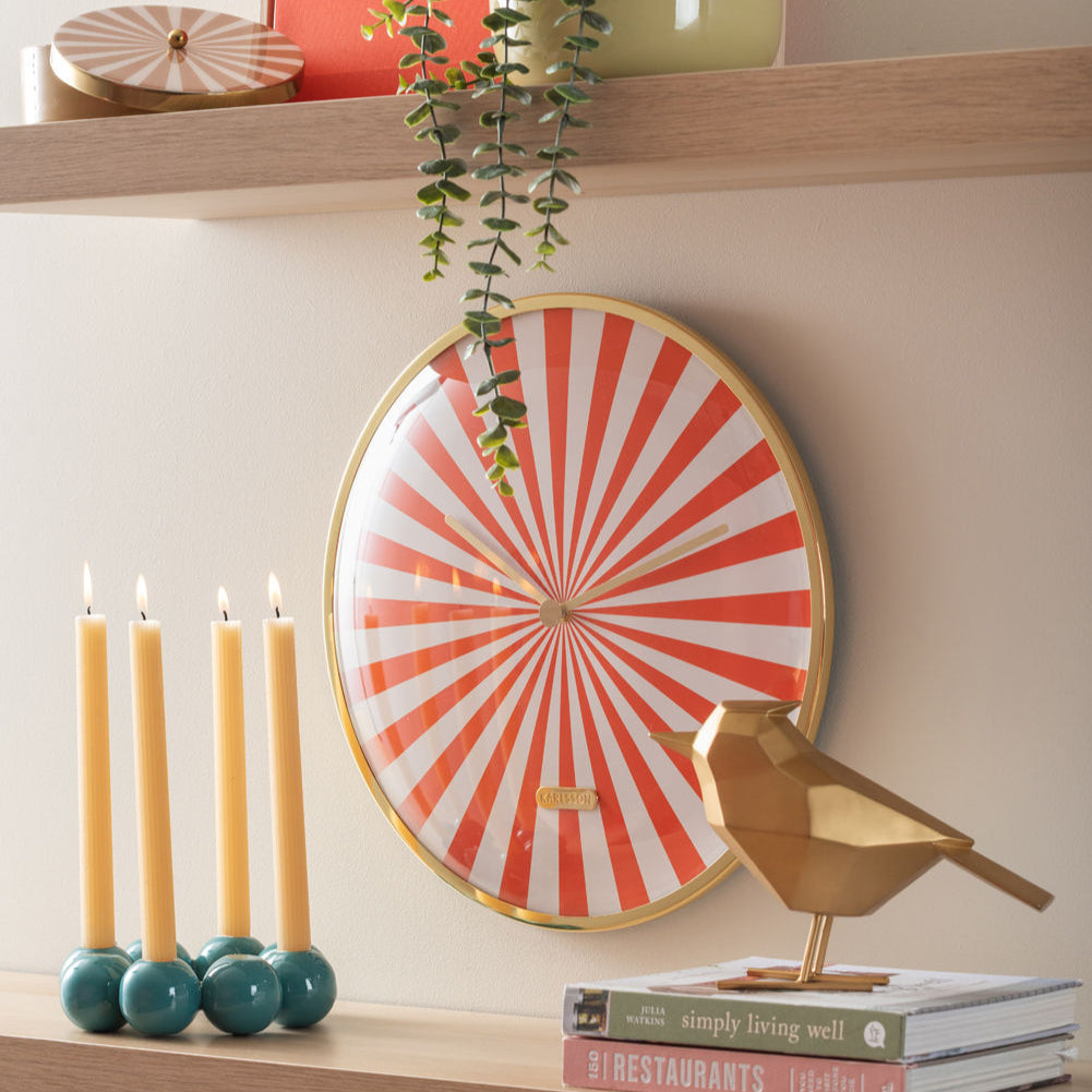 Karlsson Wall clock Candy Swirl Dome bright orange & white