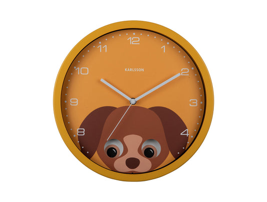 Karlsson Wall clock Peekaboo Dog yellow