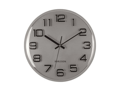 Karlsson Wall clock 3D Numbers silver w. black