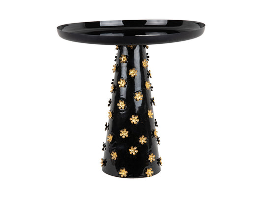 Leitmotiv Side table Golden Flowers enamel black