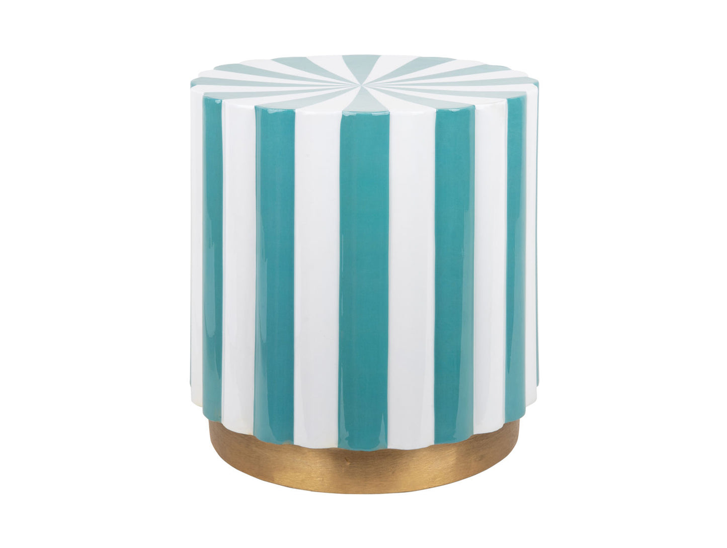 Leitmotiv Stool Candy Swirl enamel turquoise blue & white