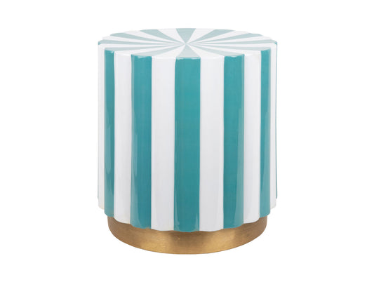 Leitmotiv Stool Candy Swirl enamel turquoise blue & white