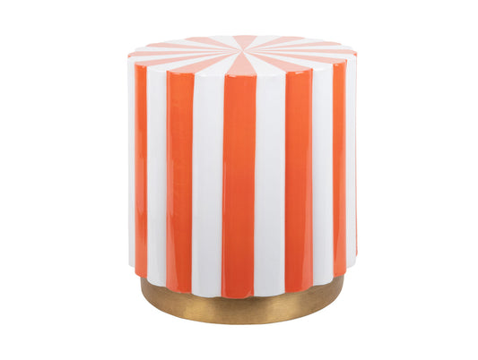 Leitmotiv Stool Candy Swirl enamel bright orange & white