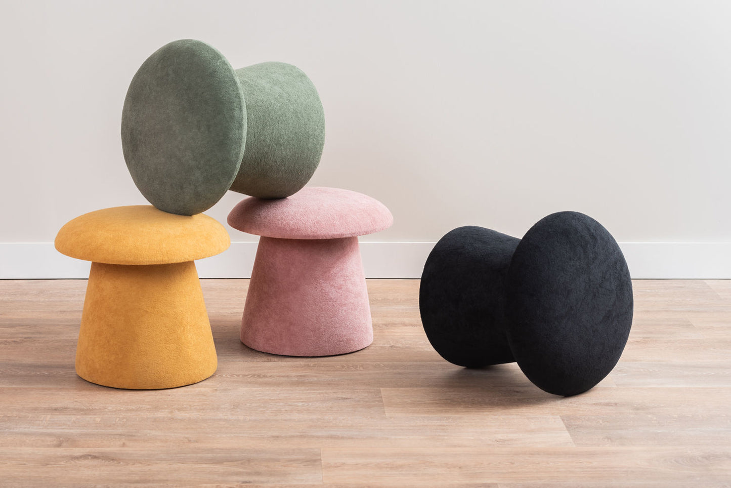 Leitmotiv Pouf Mushroom brushed velvet grayed jade