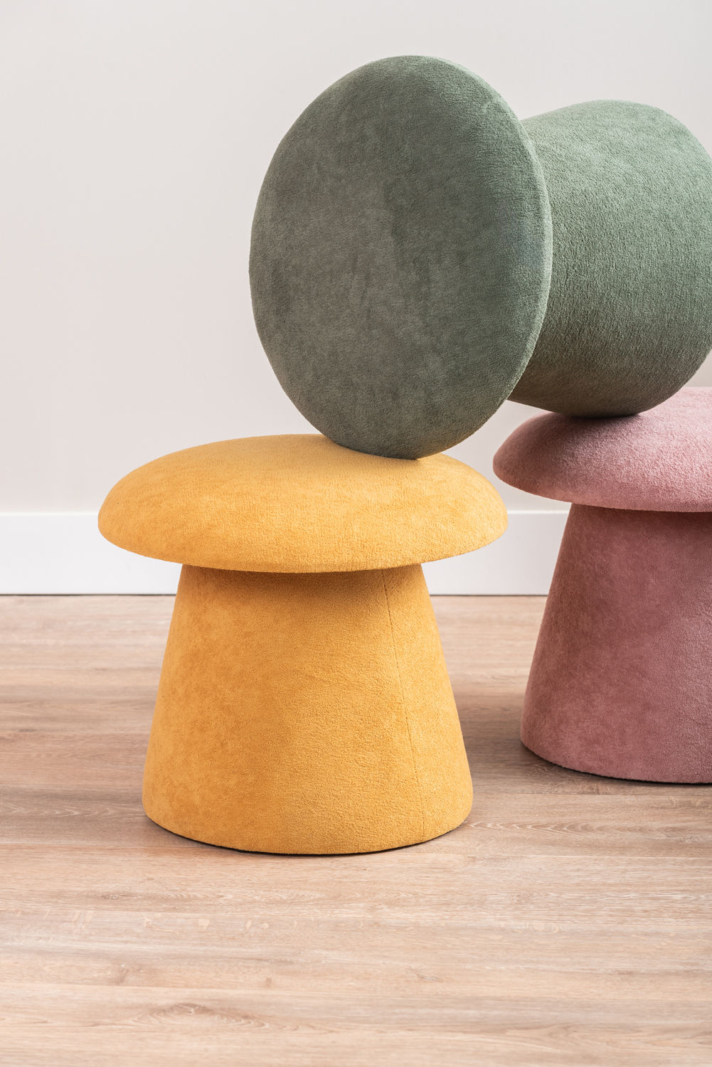 Leitmotiv Pouf Mushroom brushed velvet grayed jade