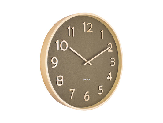 Karlsson Wall clock Pure wood grain medium moss green