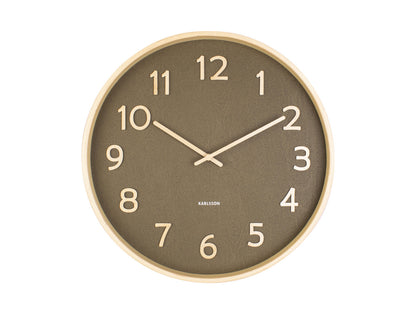 Karlsson Wall clock Pure wood grain medium moss green