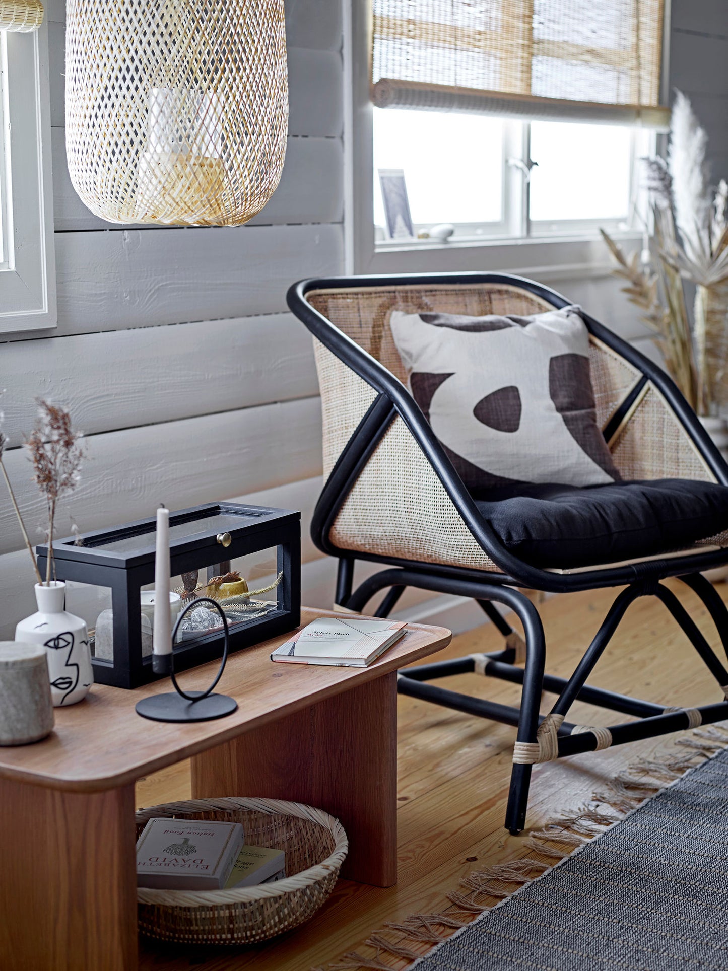 Bloomingville Loue Loungestol, Sort, Rattan