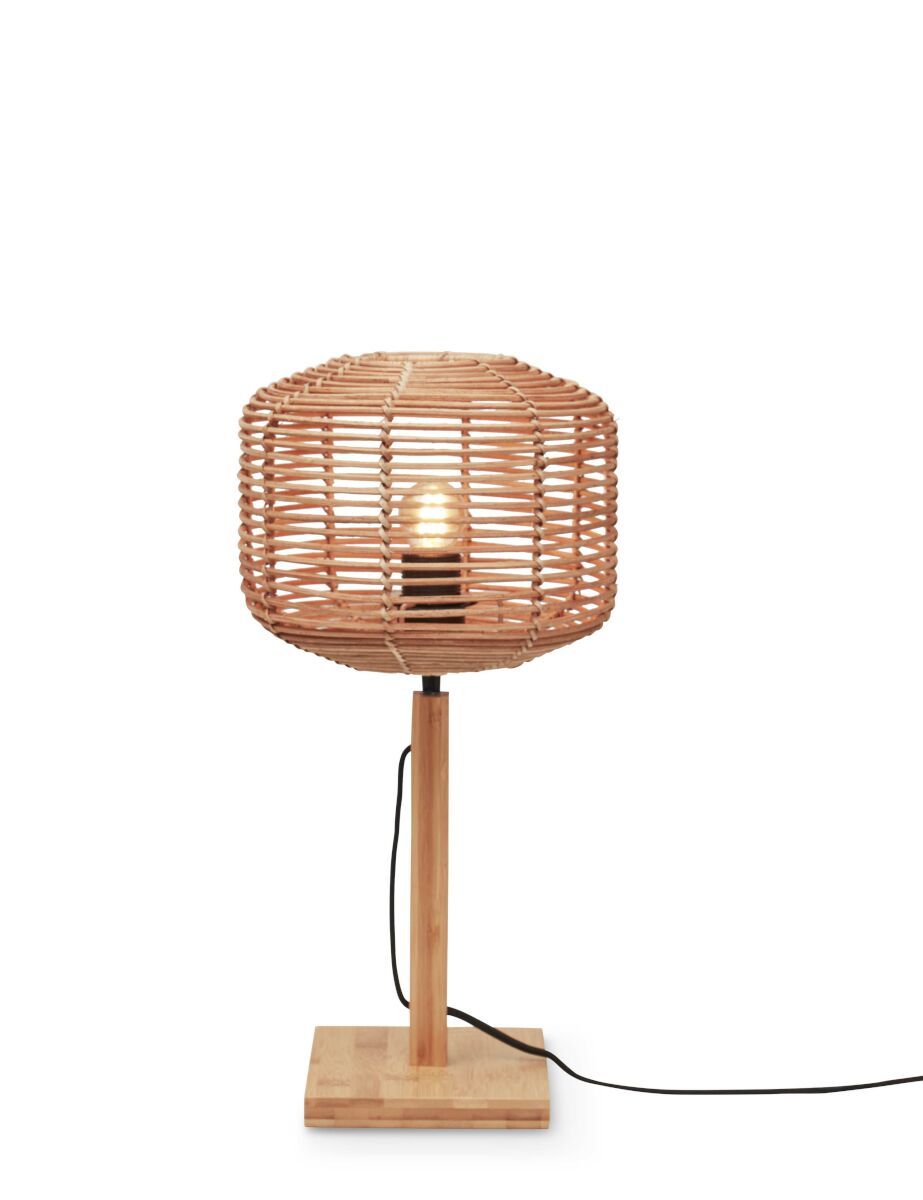 Good & Mojo Bordlampe Tanami bambus nat. h.40cm/skærm dia.25xh.20cm rattan. nat.