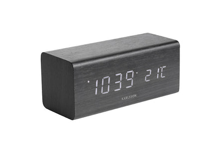 Karlsson Alarm clock Block black veneer, white LED