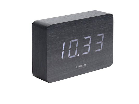 Karlsson Alarm clock Square black veneer, white LED