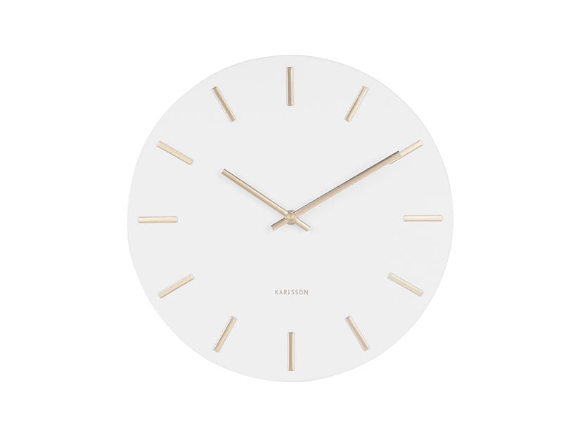 Karlsson Wall clock Charm steel white w.gold battons small