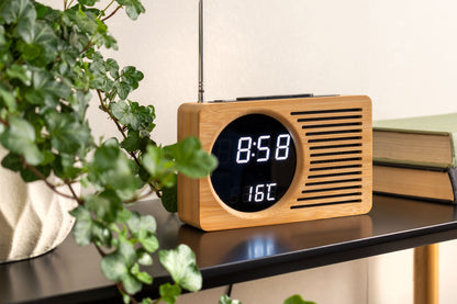 Karlsson Alarm clock Retro Radio bamboo