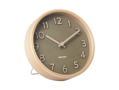 Karlsson Table clock Pure wood grain moss green