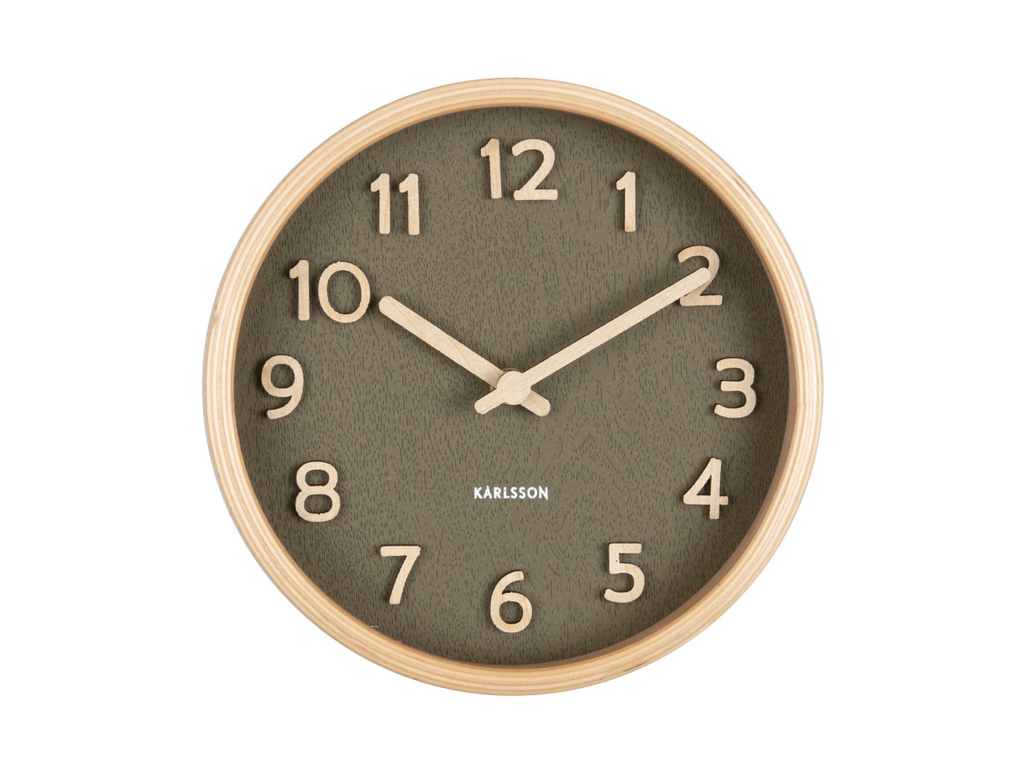 Karlsson Table clock Pure wood grain moss green