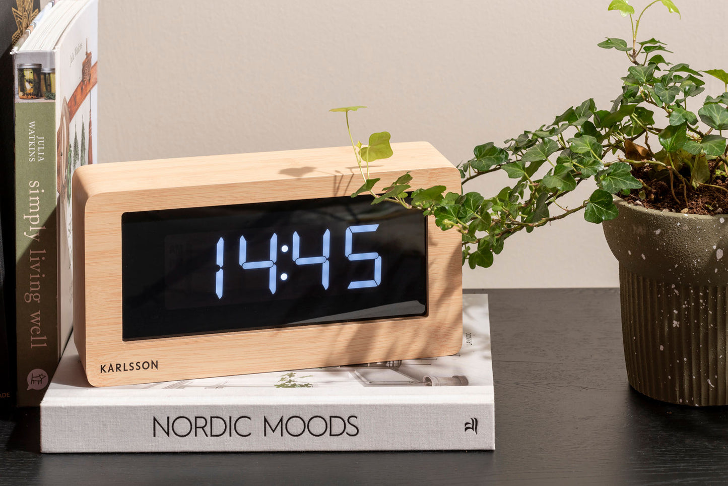 Karlsson Table clock Boxed LED light wood veneer