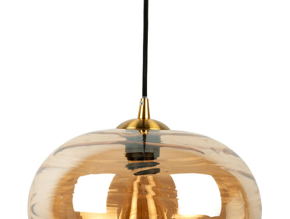 Leitmotiv Pendant lamp Glamour Sphere glass amber brown