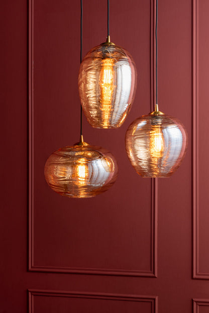 Leitmotiv Pendant lamp Glamour Sphere glass amber brown