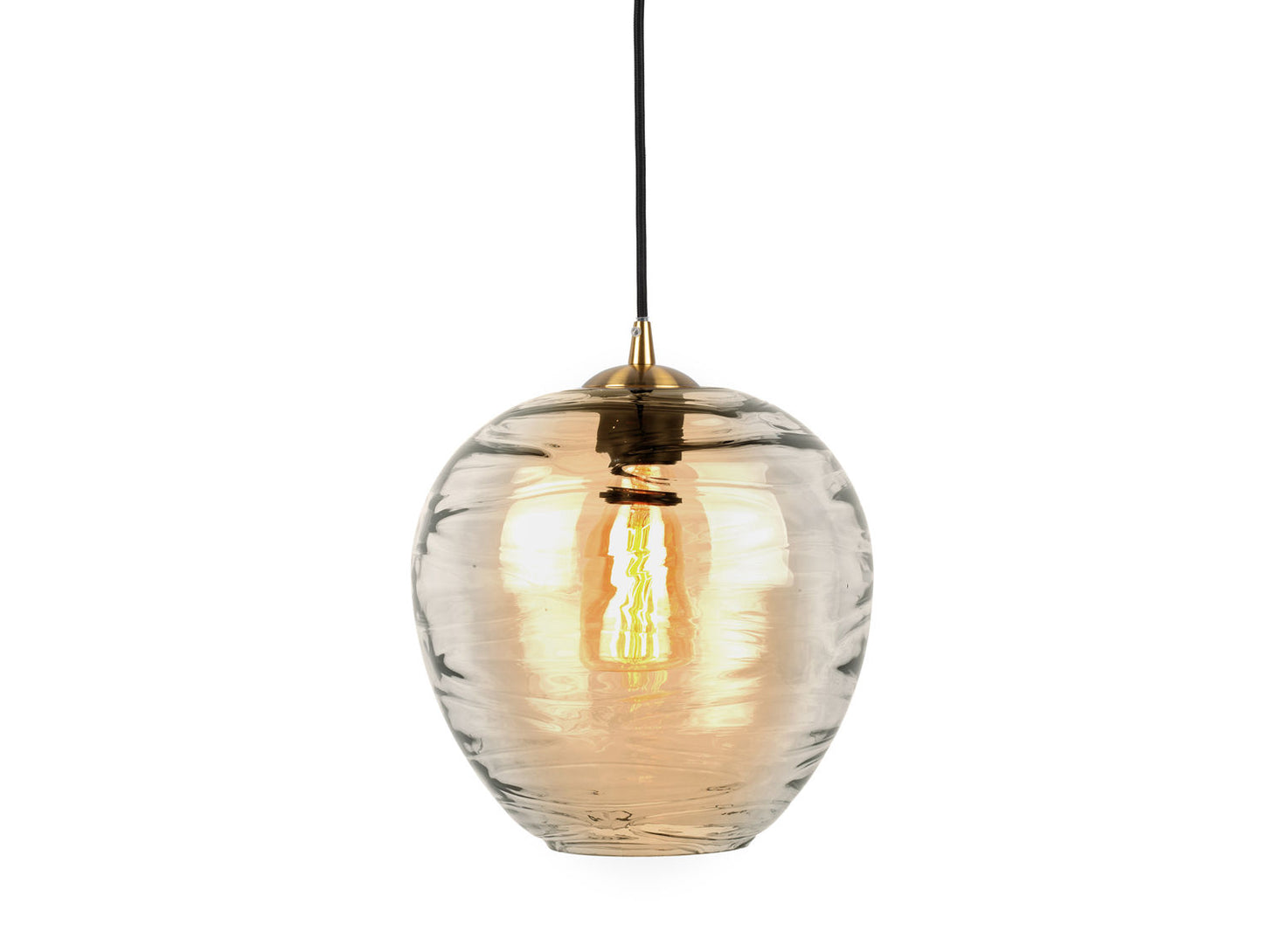 Leitmotiv Pendant lamp Glamour Globe glass amber brown