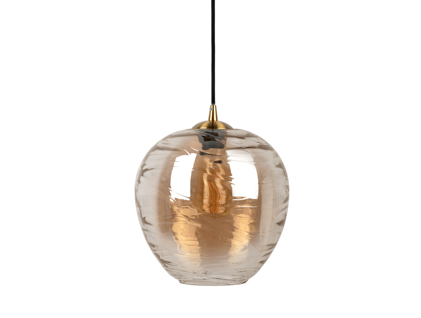 Leitmotiv Pendant lamp Glamour Globe glass amber brown