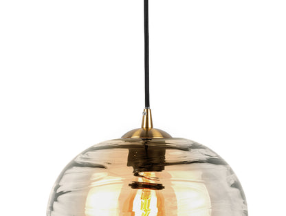 Leitmotiv Pendant lamp Glamour Globe glass amber brown