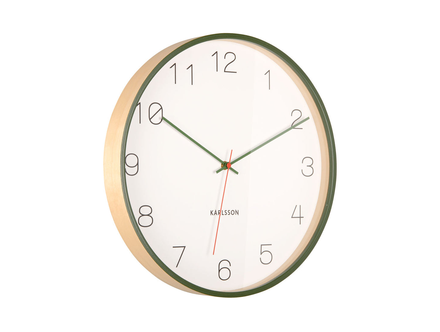 Karlsson Wall clock Joy wood w. dark green accents