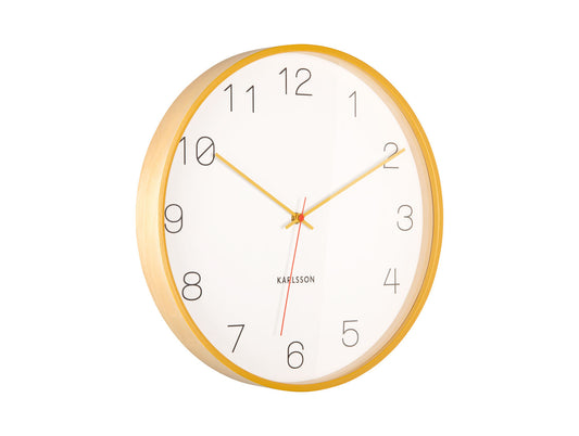 Karlsson Wall clock Joy wood w. ochre yellow accents