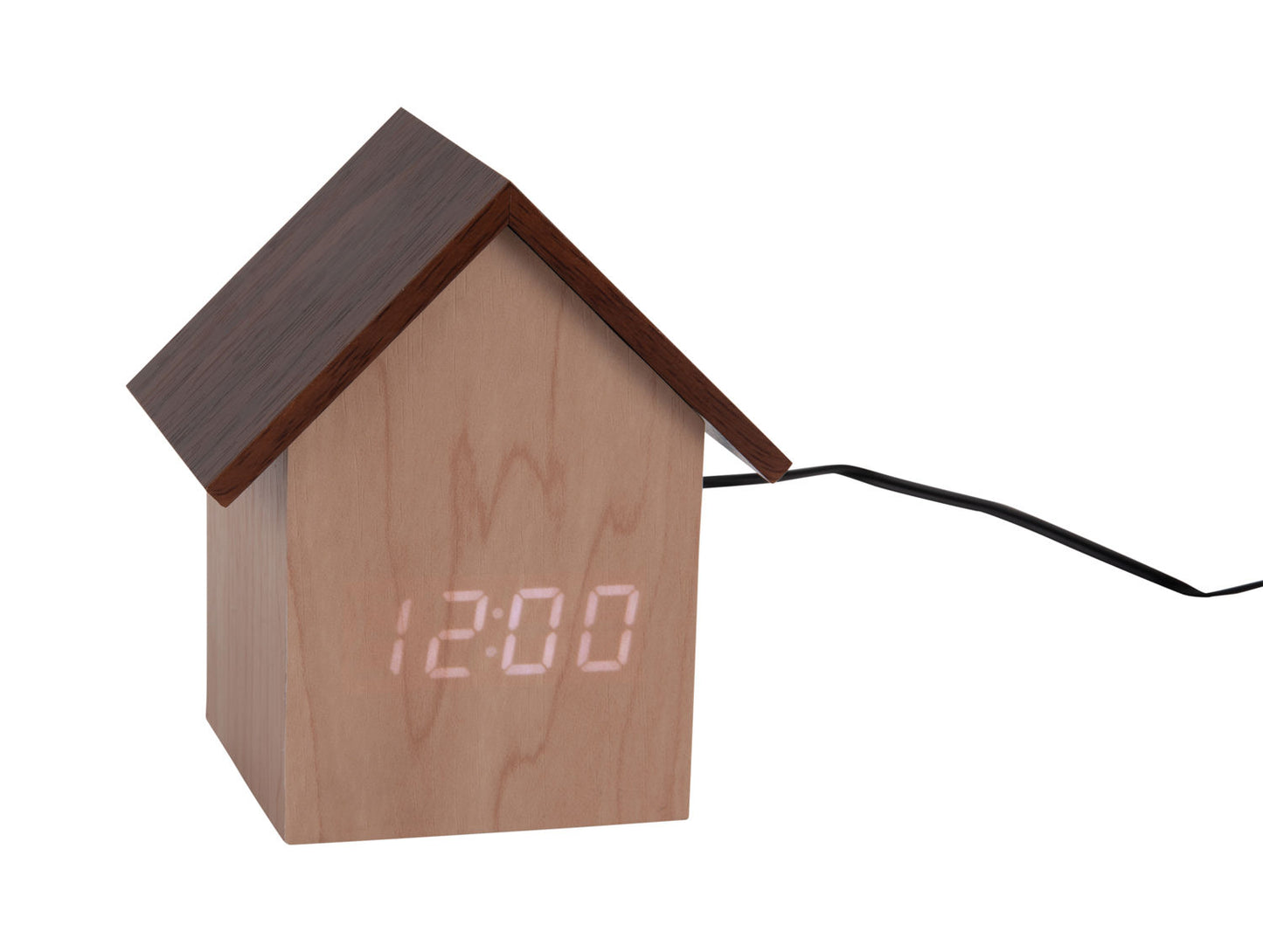 Karlsson Alarm clock House LED light wood, dark wood roof veneer