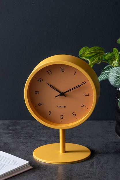 Karlsson Table clock Stark iron matt honey yellow