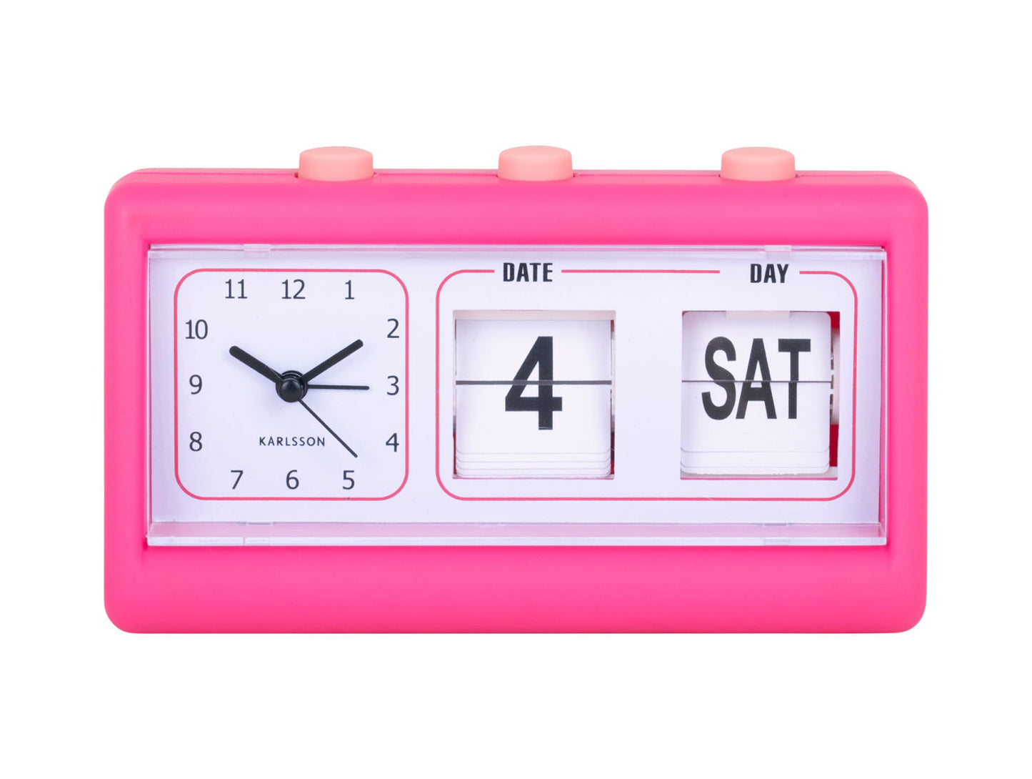 Karlsson Alarm clock Data Flip rubberized bright pink