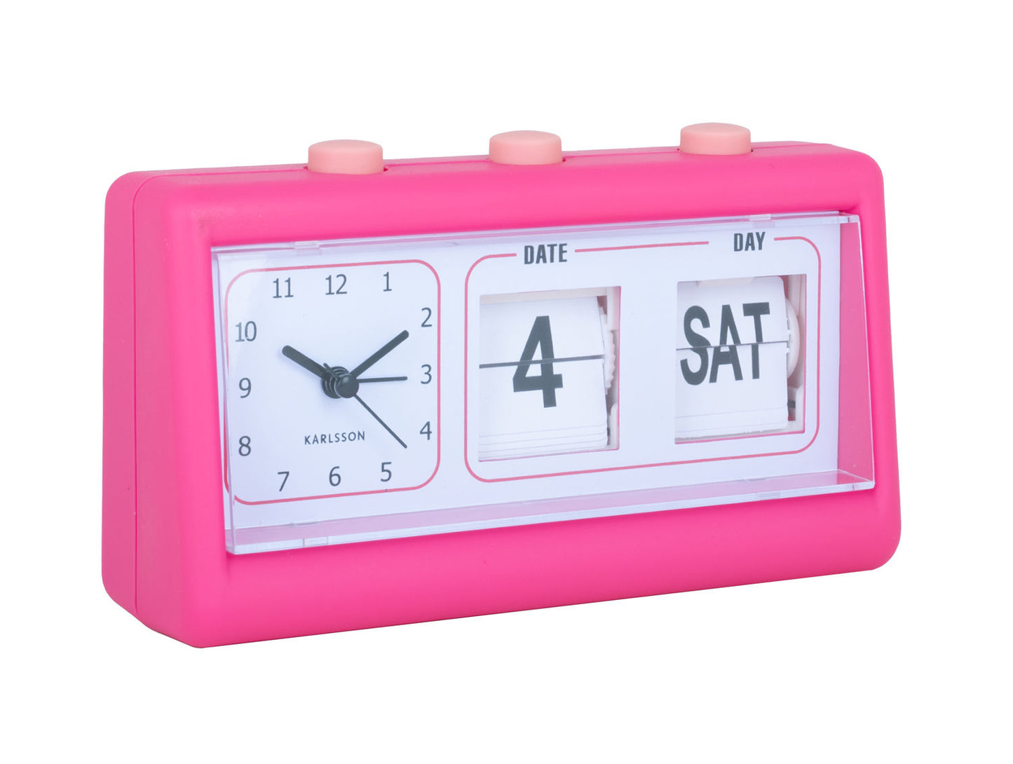 Karlsson Alarm clock Data Flip rubberized bright pink