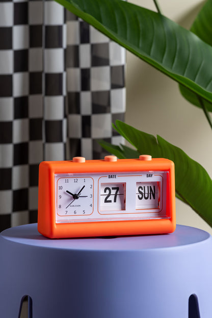 Karlsson Alarm clock Data Flip rubberized bright orange