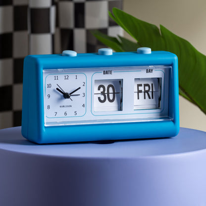 Karlsson Alarm clock Data Flip rubberized bright blue