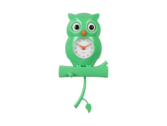 Karlsson Wall clock Owl pendulum ABS bright green