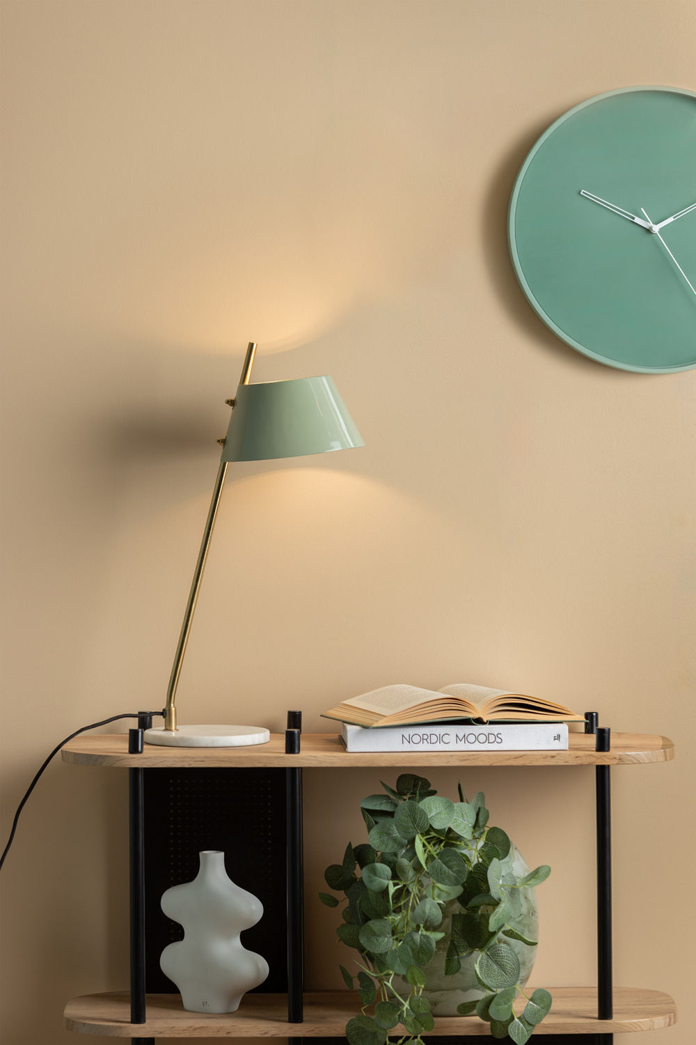 Leitmotiv Table lamp Savvy enamel grayed jade