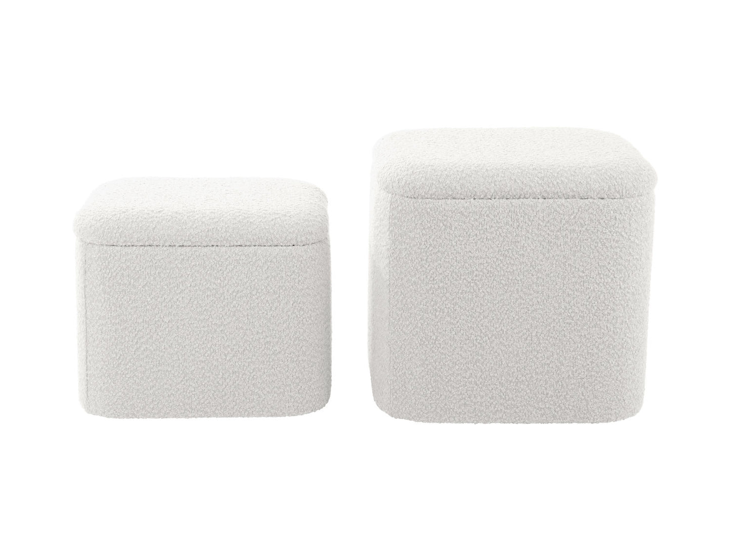 Leitmotiv Pouf set Ada storage bouclé off white, set of 2pcs