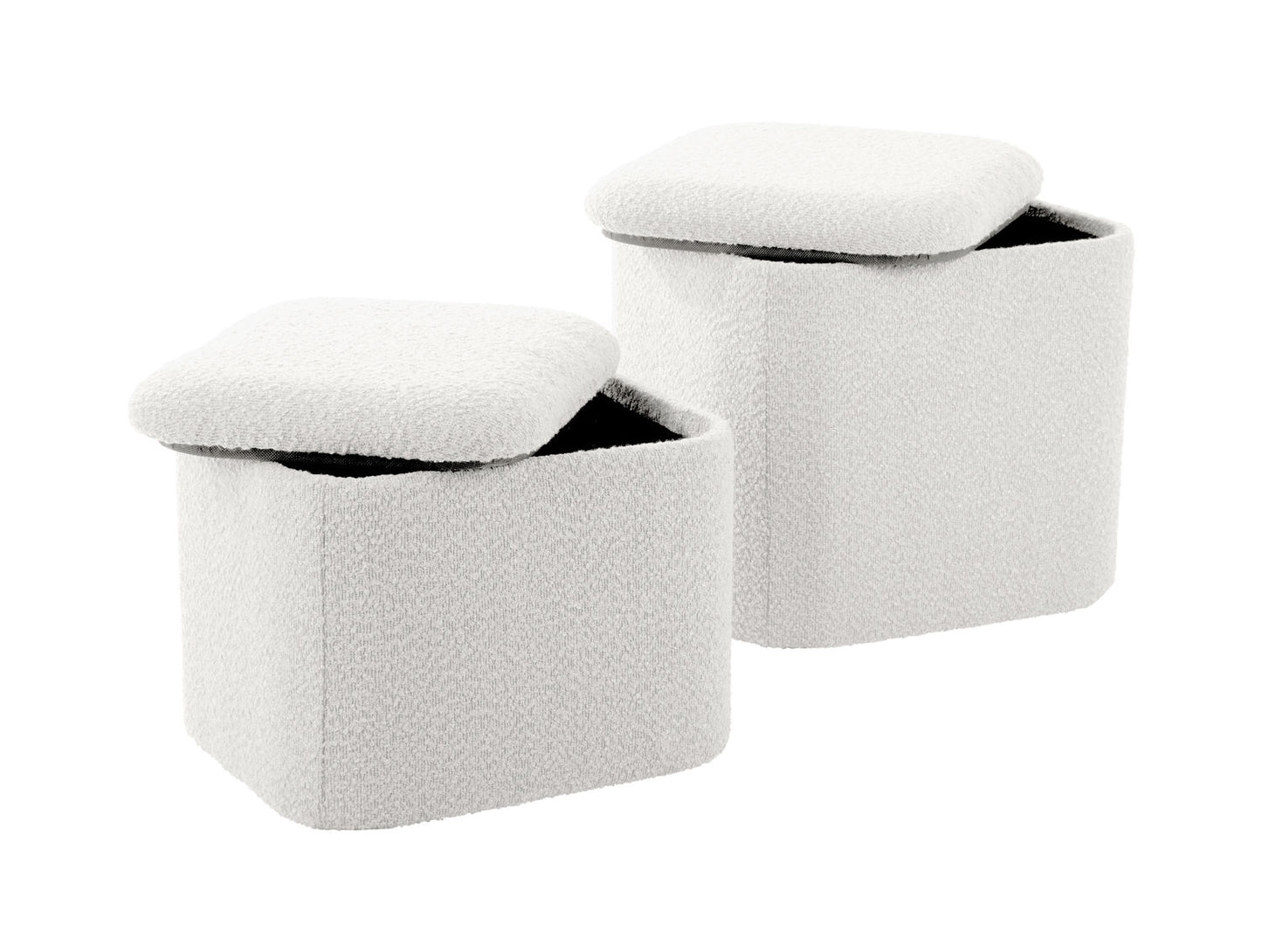 Leitmotiv Pouf set Ada storage bouclé off white, set of 2pcs