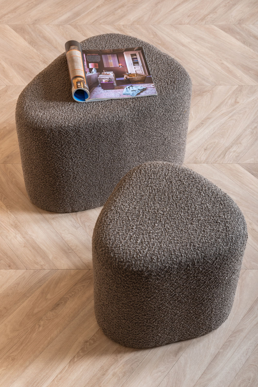 Leitmotiv Pouf Ada wave bouclé taupe green