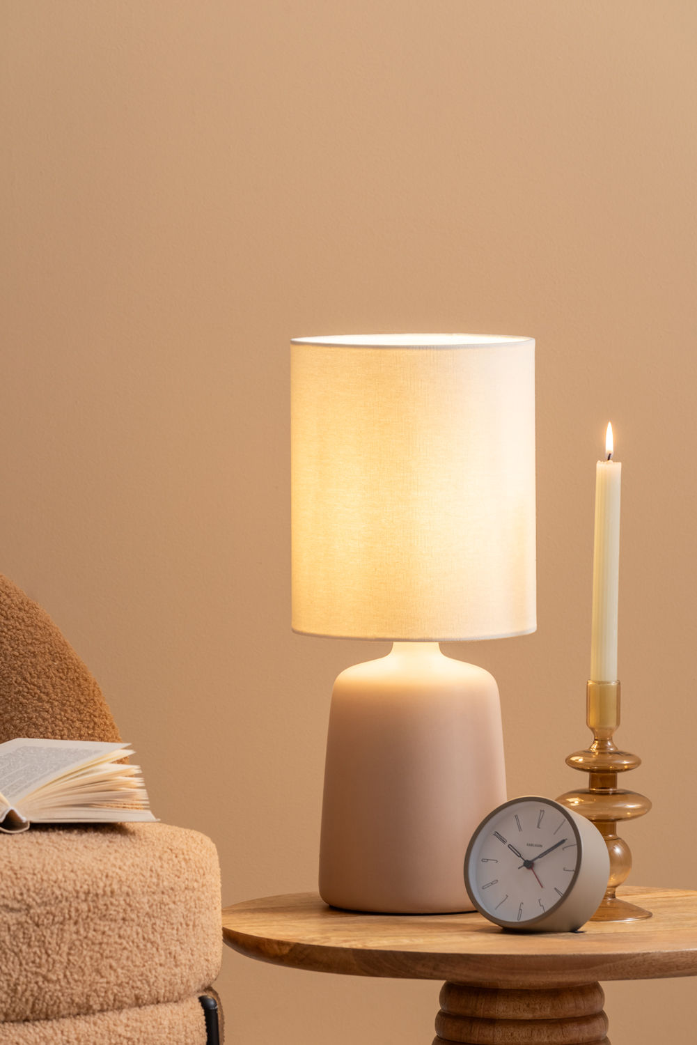 Leitmotiv Table lamp Alma straight large matt sand brown