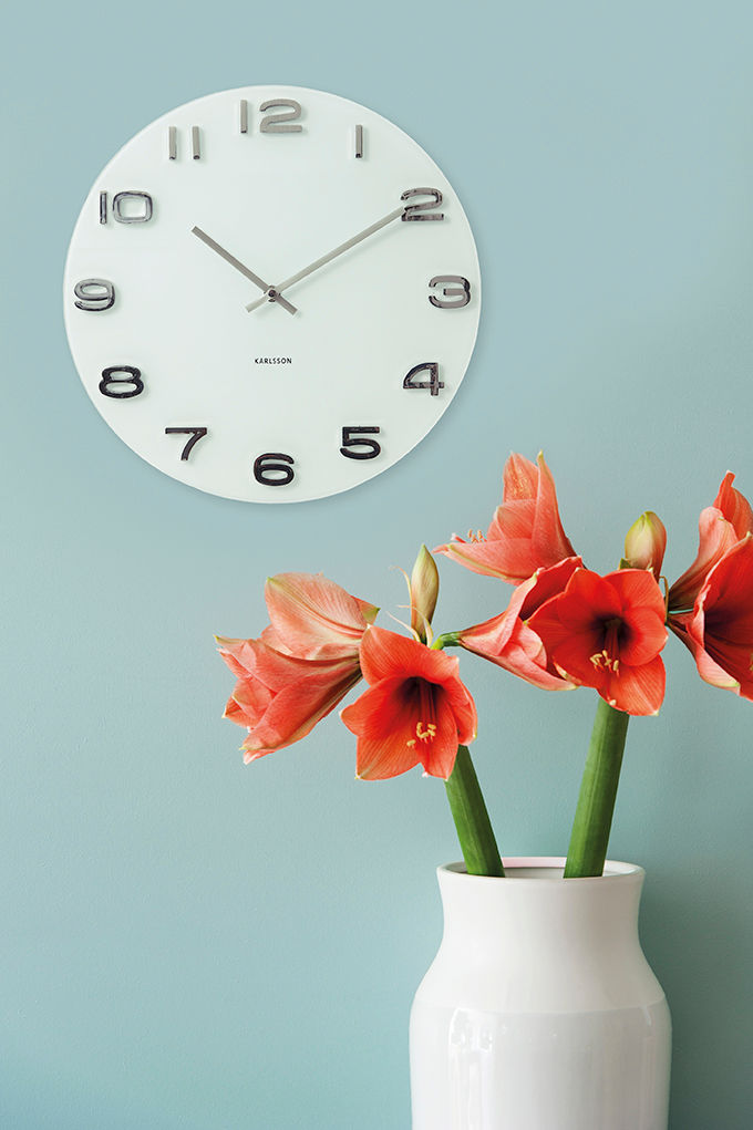 Karlsson Wall clock Vintage white round glass